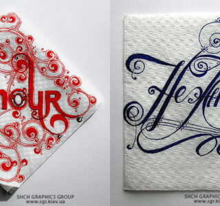 Caligrafía en servilletas de papel