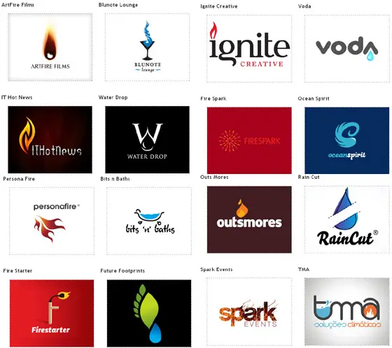 logotipos de agua y fuego