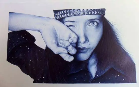 dibujos con pluma azul