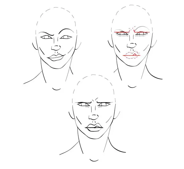 Como dibujar un rostro molesto