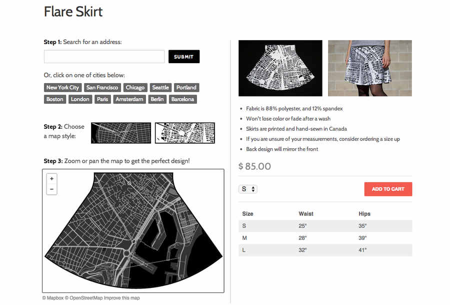 mapas impresos en playeras