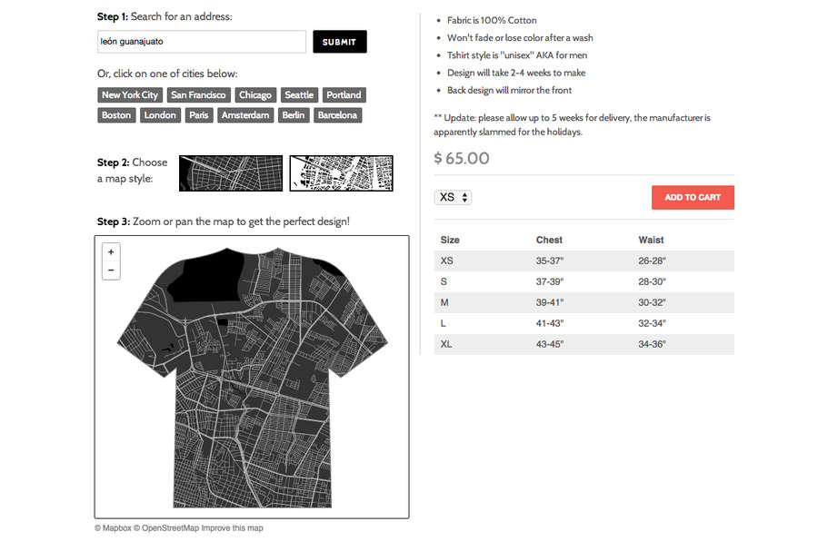 mapas impresos en playeras