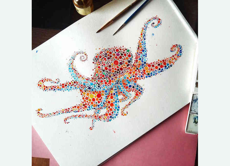 puntos de colores de acuarela