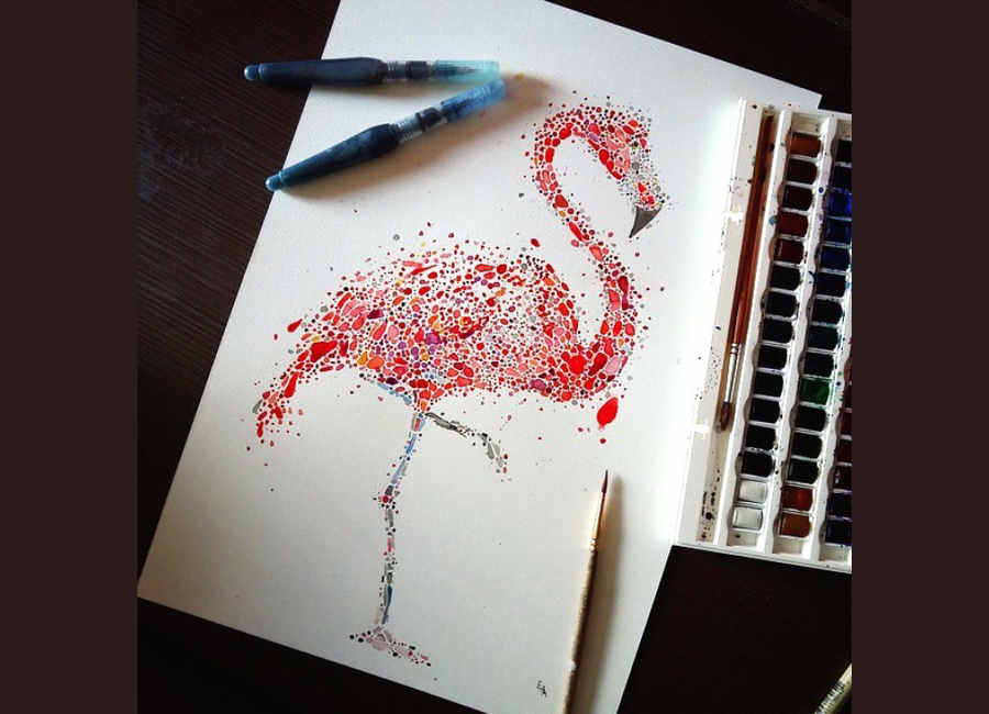 puntos de colores de acuarela