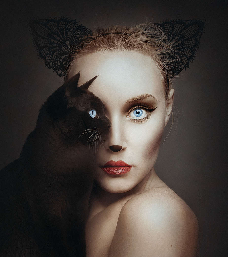 fotos surrealistas con animales y ojos