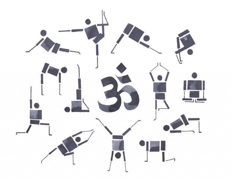 posiciones de yoga hecho con caligrafía