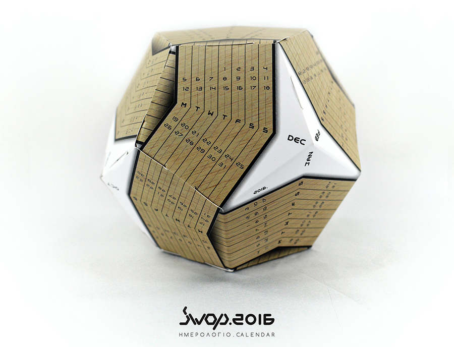 calendario 2016 en un dodecaedro