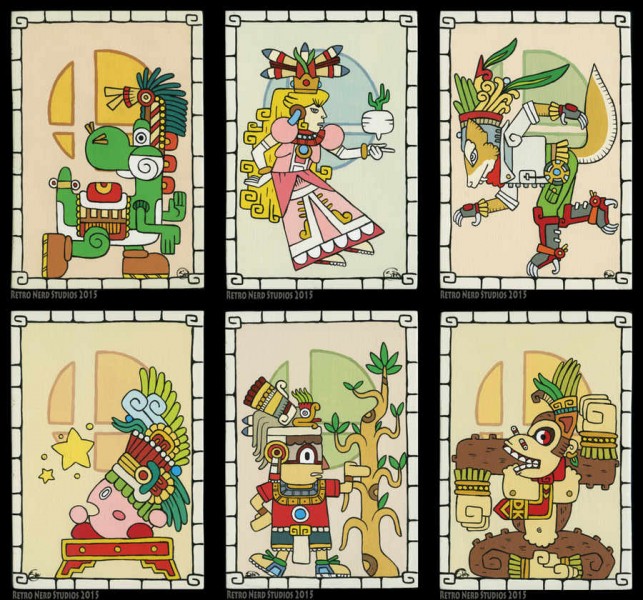 dibujos de personajes de videojuegos en estilo maya
