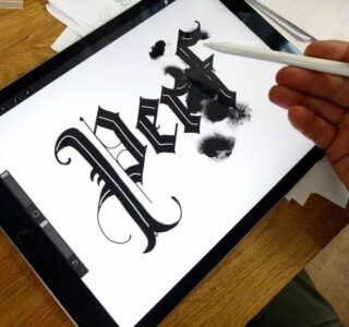 ejercicios de caligrafía en iPad Pro