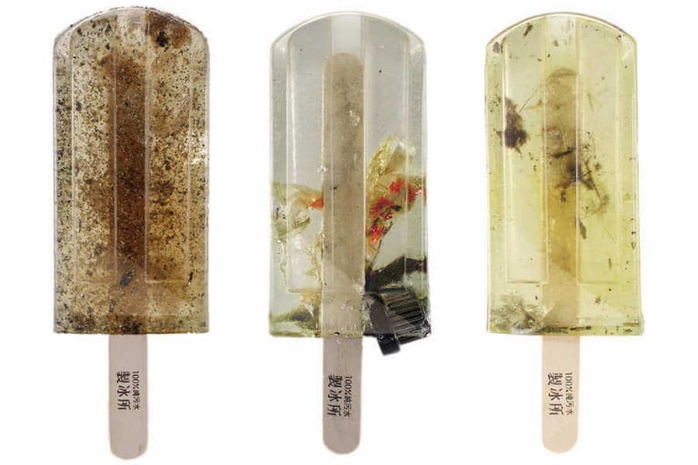 paletas de hielo con agua contaminada