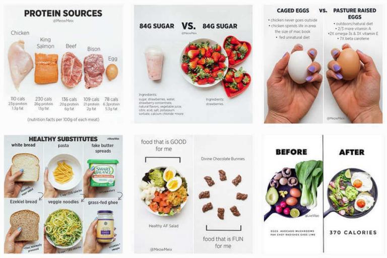 Cuenta en Instagram de nutrición