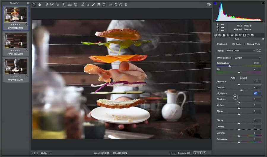 Fotografías de alimentos levitando